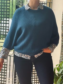 Pull Alpaga manches 3/4 bleu nuit