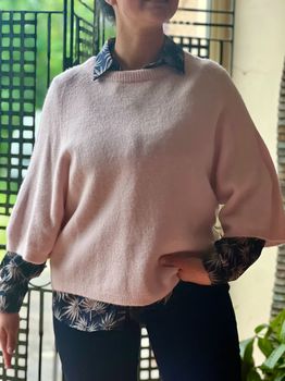 Pull Alpaga manches 3/4 rose pâle