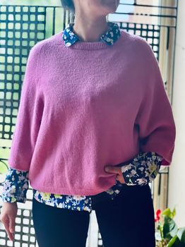 Pull Alpaga manches 3/4 rose indien