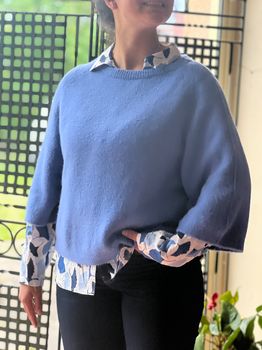 Pull Alpaga manches 3/4 bleu lavande
