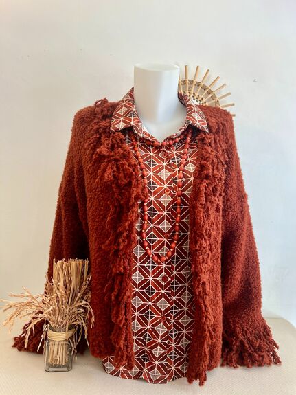 Gilet franges rouille