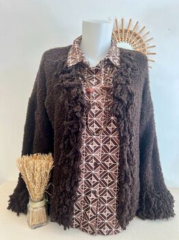 Gilet franges marron