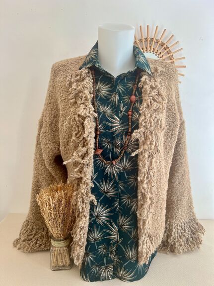 Gilet franges camel