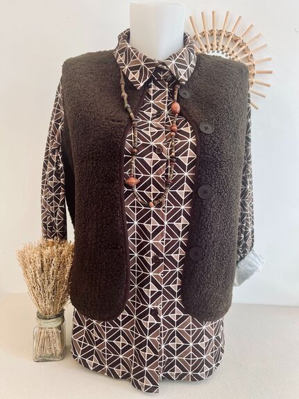 Gilet sans manches Mouton marron