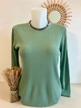 Pull soie vert sauge