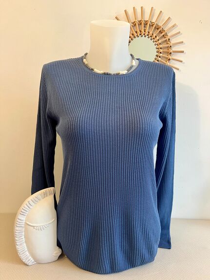 Pull soie bleu jean