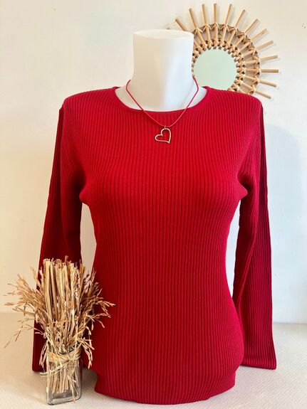 Pull soie rouge