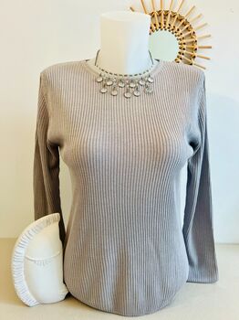 Pull soie gris perle