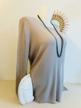 Pull soie taille L gris perle