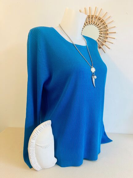 Pull soie taille L bleu royal