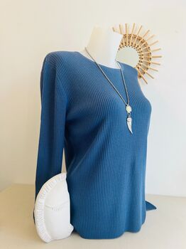 Pull soie taille L bleu jean