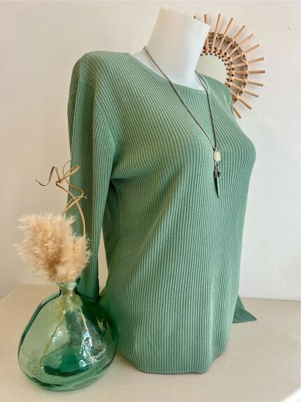 Pull soie taille L vert sauge