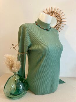 Pull Soie cheminée vert sauge