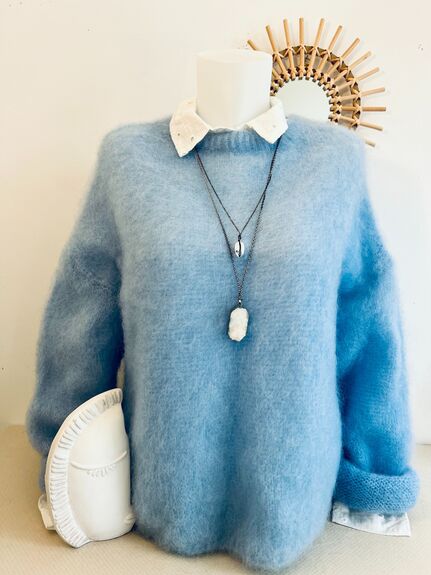 Pull Mohair bleu ciel