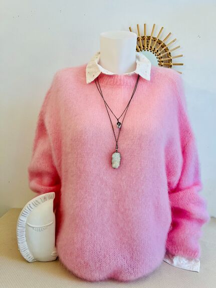 Pull Mohair rose pâle