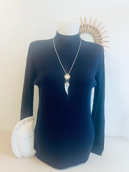 Pull soie cheminée L marine