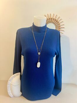 Pull soie cheminée L bleu roi