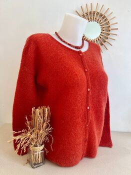 Cardigan mohair rouille