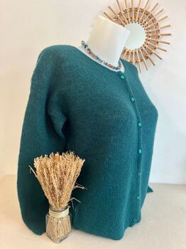 Cardigan mohair vert sapin