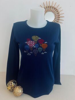 Soie strass ballon bleu marine