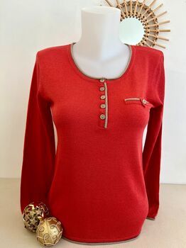 Soie lurex col tunisien corail