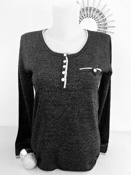 Soie lurex col tunisien noir