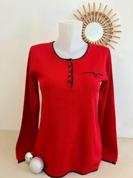 Soie lurex col tunisien rouge