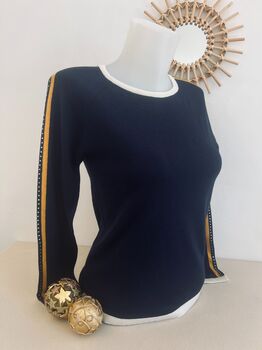 Soie bande strass marine