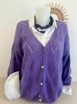 Gilet mohair ajouré parme