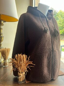 Gilet capuche sherpa marron