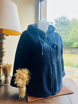 Gilet capuche sherpa marine
