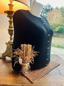 Gilet cachemire boutons bijoux noir