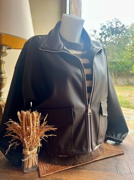 Veste simili cuir marron
