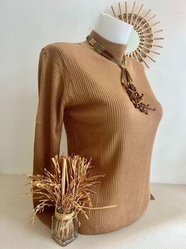 Pull Soie cheminée camel