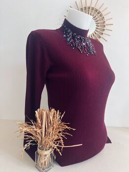 Pull Soie cheminée prune