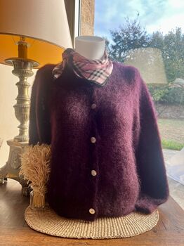 Gilet 80% kid mohair aubergine