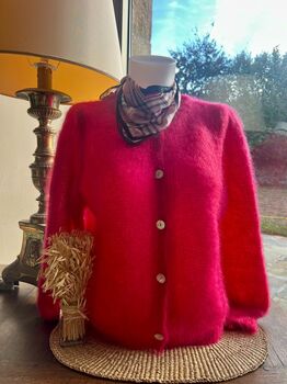 Gilet 80% kid mohair framboise