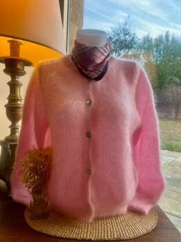 Gilet 80% kid mohair rose pâle