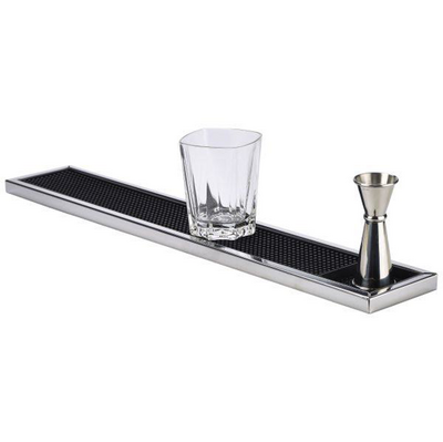 Rubber Bar Mat With Stainless Steel Frame 61 x 10 cm