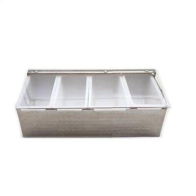 Stainless Steel Hammered Condiment Holder 4 Compartment