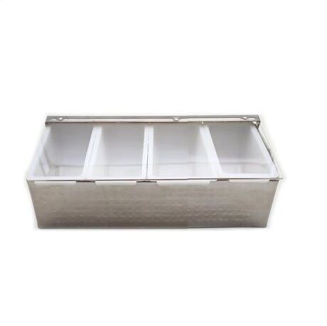 Stainless Steel Hammered Condiment Holder 4 Compartment