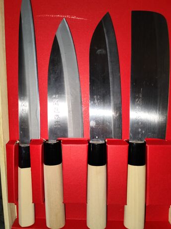 Japanese Knife Sekiryu 4pc Set - Santoku Deba Sashimi Nakiri