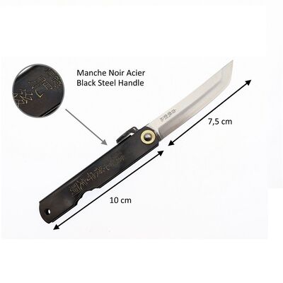 Folding Pocket Knife Higonokami Ken-Gata Sword Shape Black Handle by Nagao Kanekoma