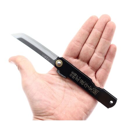 Folding Pocket Knife Higonokami Ken-Gata Sword Shape Black Handle by Nagao Kanekoma