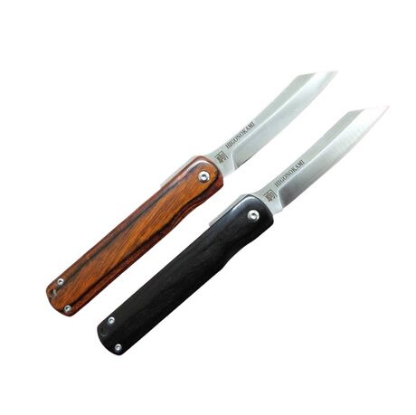 Couteau de Poche Pliant Higonokami Liner lock Lame VG-10 Manche Bois Stratifié Acajou