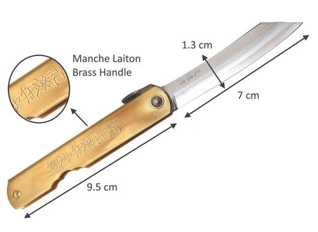 Couteau de Poche Pliant Higonokami Aogami Warikomi Lame 7cm Nagao Kanekoma