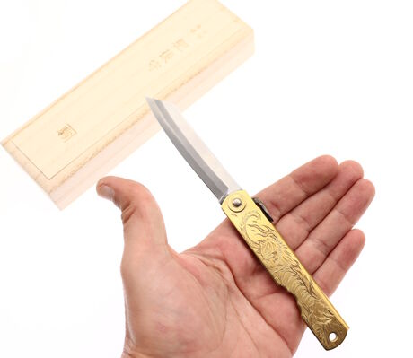 Folding Pocket Knife Higonokami Holy Beasts White Tiger by Nagao Kanekoma
