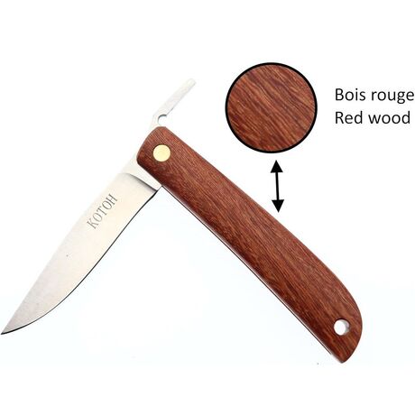 Couteau de Poche Pliant MR KOTOH Acier D2 Manche Bois Rouge