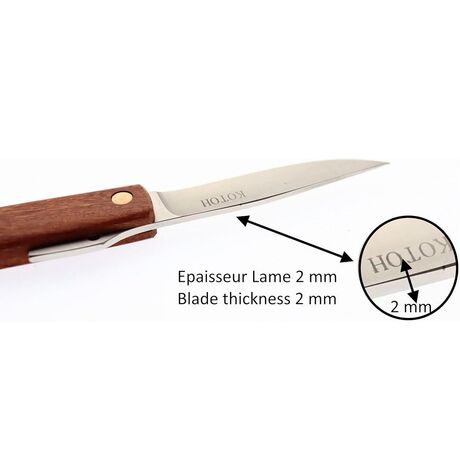 Couteau de Poche Pliant MR KOTOH Acier D2 Manche Bois Rouge