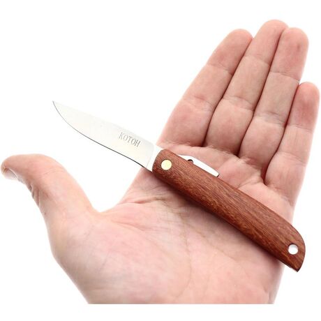 Couteau de Poche Pliant MR KOTOH Acier D2 Manche Bois Rouge